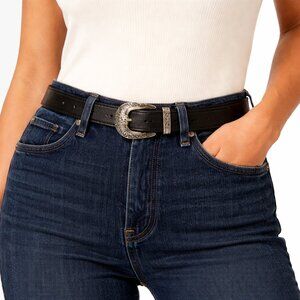 Vintage Liz Claiborne Black Leather Western Belt Slim Y2K 90s Boho